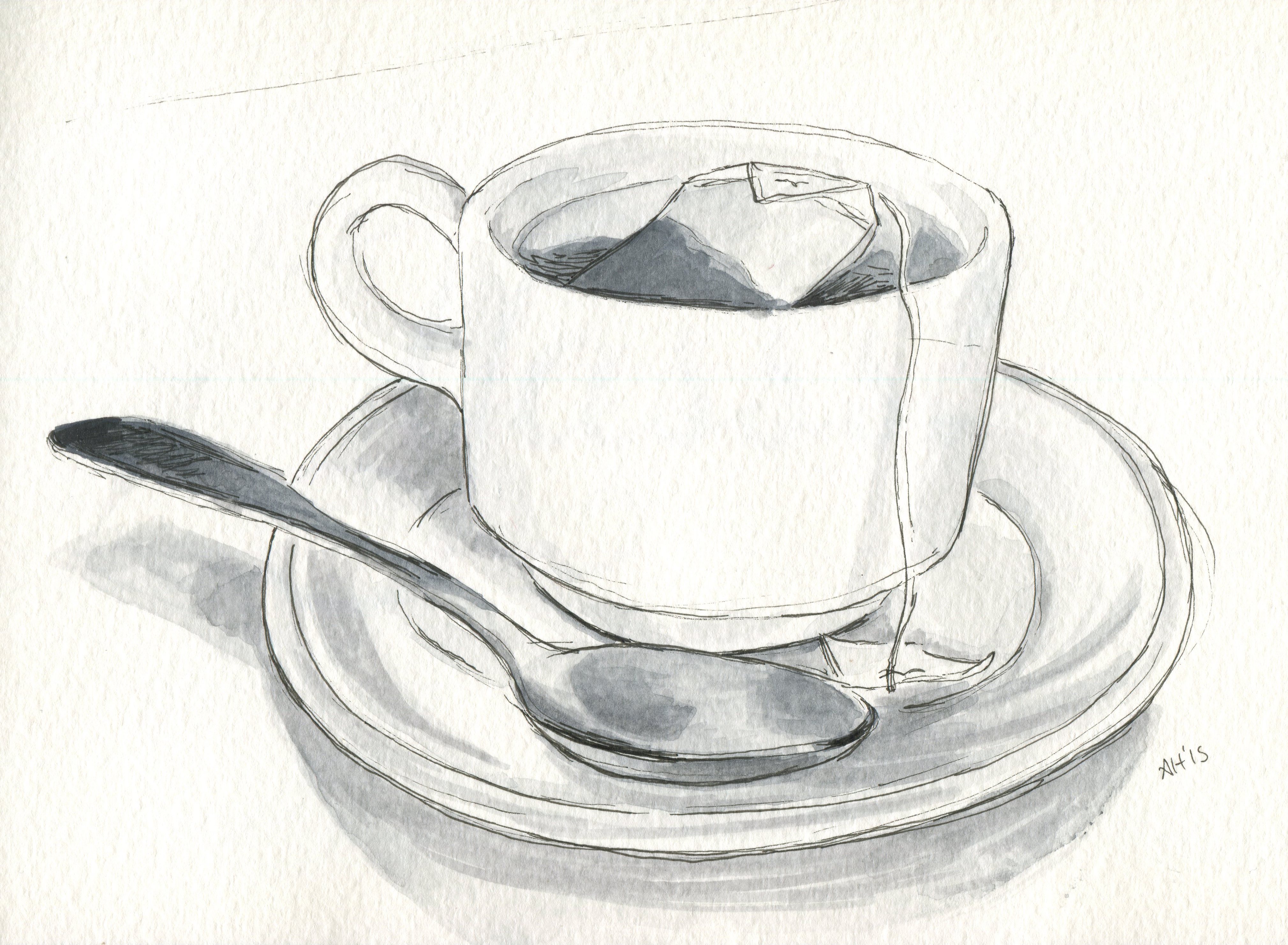 a cup of tea at the diner sketched by alleanna harris